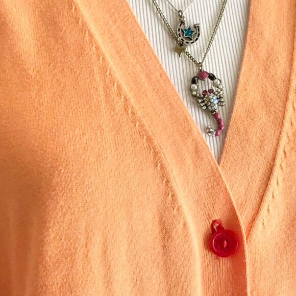 Ombre Color Cardigan Sweater Orange Red - Picture 5 of 9